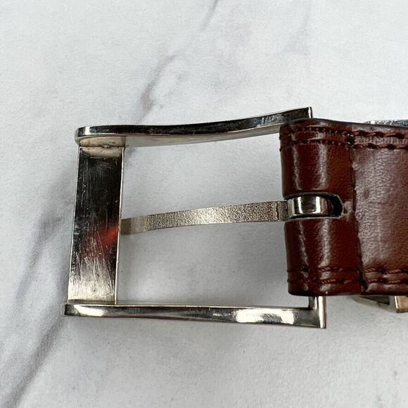 Brown Distressed Genuine Leather Belt Size 38 Mens - Picture 6 of 12